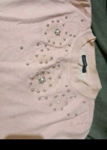 Embellished Pink Knit Sweater