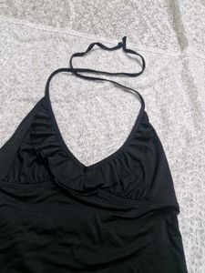 Classic Black Halterneck Tankini Top