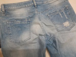 Low Rise Blue Ripped Demins