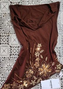 Brown sequin Embellished Top