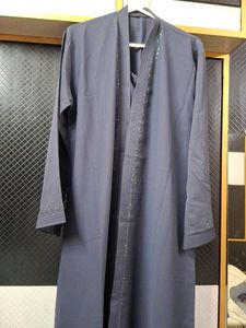 Elegant Grey Abaya with Embellishments