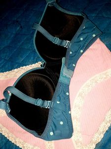 Cute Polka Dot Bra &amp; Pink Lace Panty Set