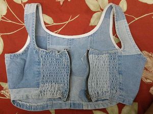 Patchwork Denim Zip-Up Crop Top