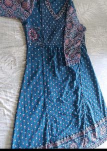 Elegant Blue Printed Kurta Set with Dupatta