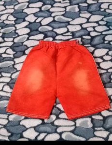 Red Denim Vest &amp; Shorts Set For Kids