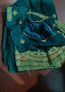 Emerald Green Embroidered Saree