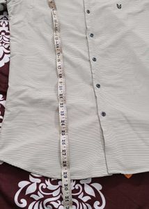 Men's Beige Striped Short Sleeve Shirt