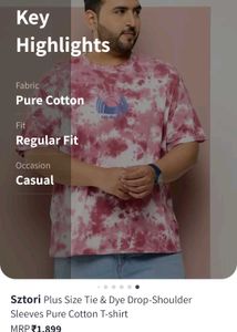 Plus Size Tie &amp; Dye Pure Cotton Tshirt - 6XL