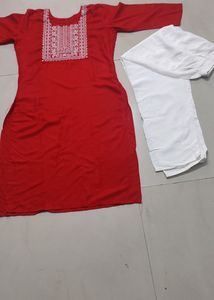 Red Kurta Pant Set