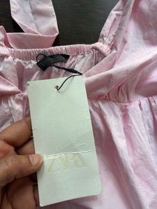 Zara Pink Tie-Shoulder Peplum Top