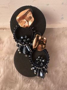 Black faceted crystal Drop Earrings