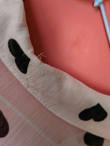Sheer Heart Print Button-Up Shirt
