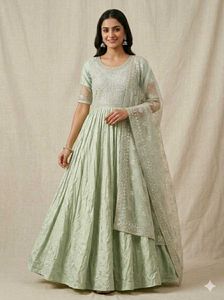 Elegant Mint Green Anarkali Gown