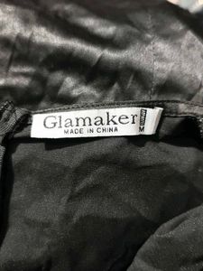 I. Chic Black Ruched Satin Dress