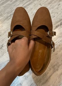 Brown Suede Mary Jane Flats