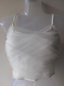 White Tulle Overlay Camisole Top