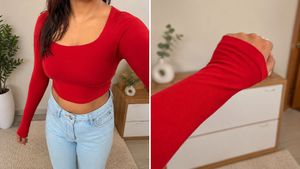 Chic Red Long Sleeve Crop Top