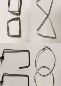 Set of 4 Geometric Hoop Earrings
