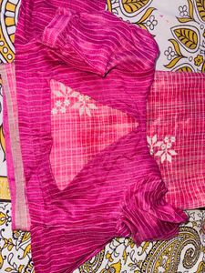 Cotton Pink Embroidered Saree