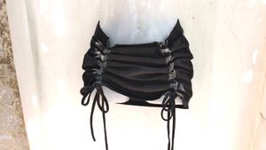 Black Ruched Drawstring skirt