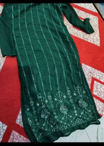 Elegant Teal Kurta Set with Sequins