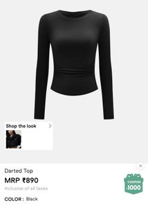 Black Ruched Full Sleeve Top 🖤