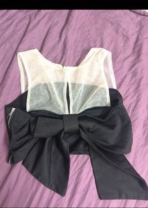 Chic Black Bow Back Mesh Top