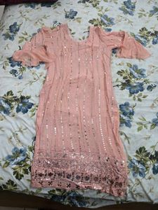 Elegant Peach Embellished Kurta Set