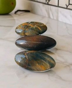 Blue Tigers Eye Flat Crystal Oval Stone