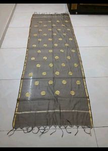 Elegant Grey Dupatta with Gold Motifs