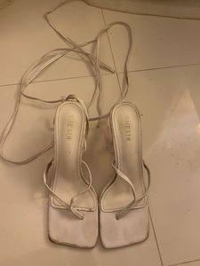 Strappy White Heeled Sandals