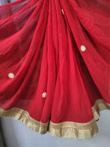 Beautiful Red saree in pure fabric
