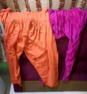 SET OF 2 Orange & Pink Salwar Pants