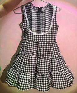 Black and White Gingham Tiered Dress