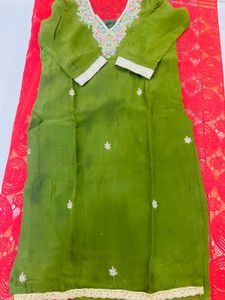 Beautiful Green Kurta Set with Dupatta