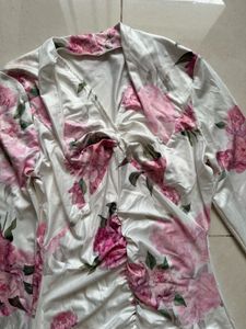 Chic Floral Print Ruched Dress