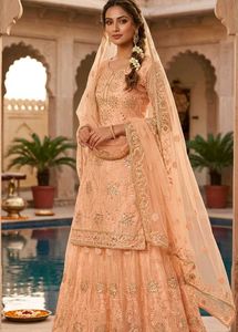 Elegant Peach Embroidered Kurta Set