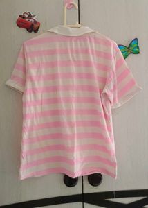 Cute Pink Striped Polo Shirt