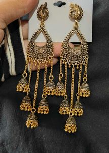 Elegant Gold Tone Jhumka Earrings