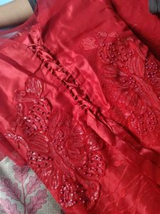 Red Sequined Evening Gown