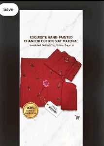 Red Floral Print Dress Material