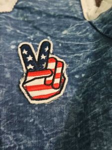 Blue Denim Wash Cold Shoulder Top