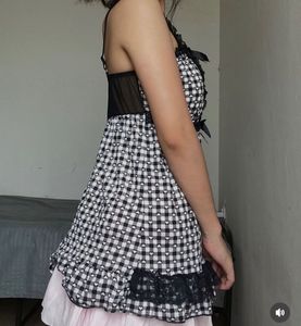 Cute Black &amp; White Gingham Heart Babydoll