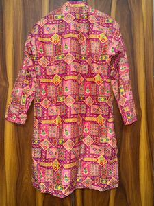 Vibrant Pink Ethnic Kurta Set with Dhoti Pants &amp; D