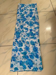 Blue Floral Print Saree