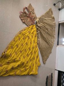 Golden ,Yellow Embroidered Lehenga With Blouse