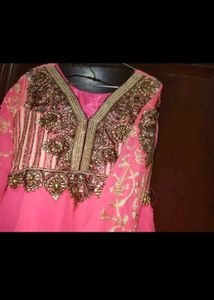 Stunning Pink Embroidered Anarkali kurta
