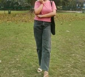 Wide Leg Jeans - Grey &amp; Blue