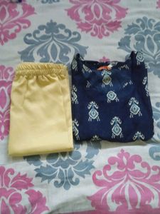 Navy Blue Printed Kurta