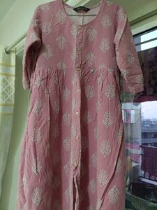 Pink Printed Cotton Kurta
